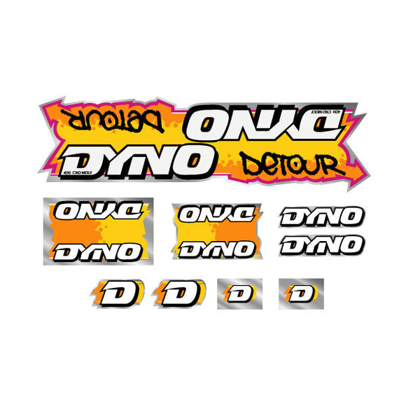 1988 DYNO - DETOUR - Orange yellow on chrome decal set