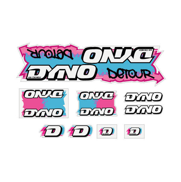1988 DYNO - DETOUR - Blue Pink on clear decal set