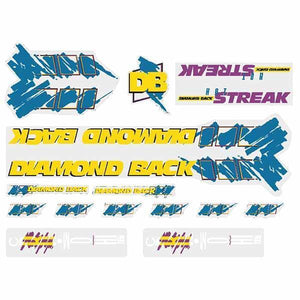 Diamond Back - 1988 Hot Streak Blue Yellow Db Decal Set Old School Bmx Decal-Set