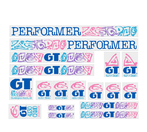 1989 GT BMX - Performer - Blue on Clear decal set