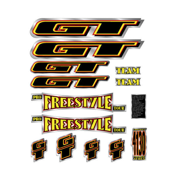 GT - 1995 Pro Freestyle TOUR TEAM - on chrome decal set | BMX