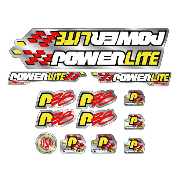 Powerlite - P38 - Red Yellow White Black on Chrome decal set