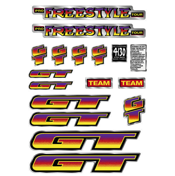 1996 GT BMX - Pro Freestyle TOUR TEAM decal set | BMX Products USA