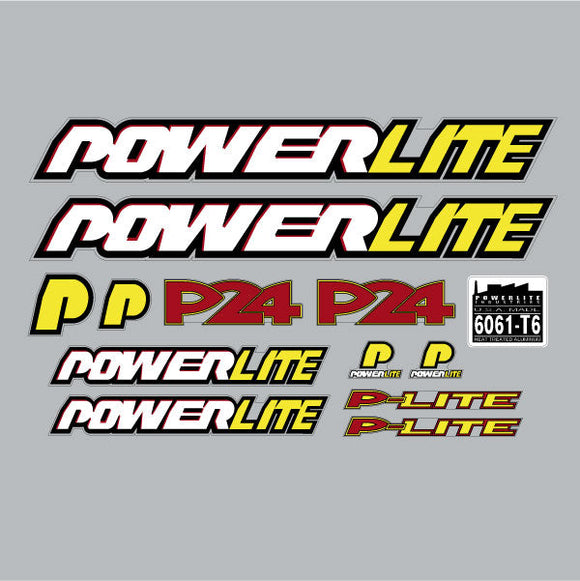 Powerlite - P24 - Red Yellow White Black on Clear decal set