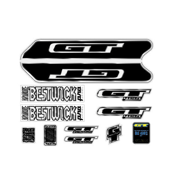 2001 GT BMX - Jamie Bestwick Pro Model - black for grey frame decal set