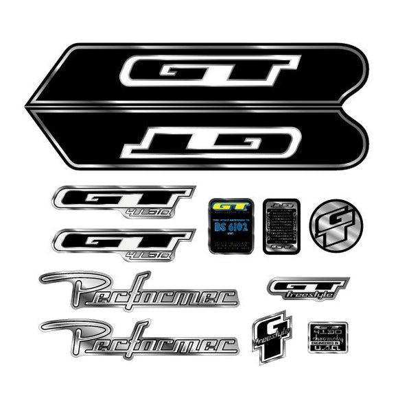 2001 GT BMX Performer -black on chrome decal set