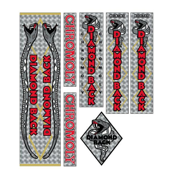 1980-81 Diamond Back - Senior Pro/Large Pro/Medium Pro/Mini Pro- SILVER PRISM decal set