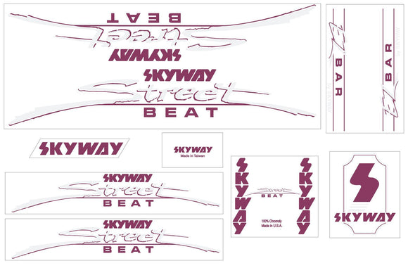 Skyway 1985 - Streetbeat Magenta Decal Set Old School Bmx Decal-Set