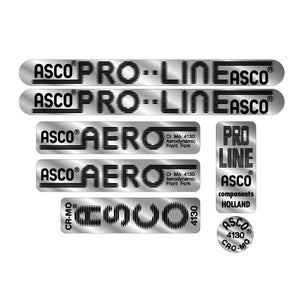 ASCO PRO LINE CR-MO decal set - on chrome