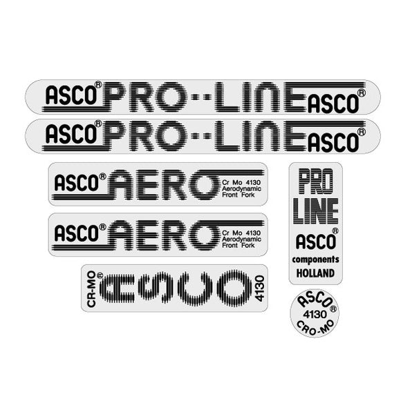 ASCO PRO LINE CR-MO decal set - on clear