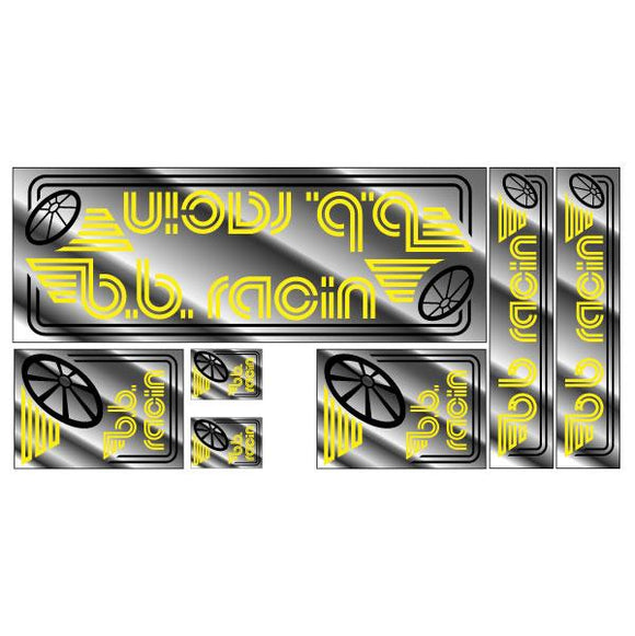 BB Racin - Chrome Yellow BMX decal set