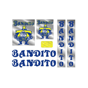 Bandito - Blue and Yellow "die cut downtube decals" on Chrome decal set