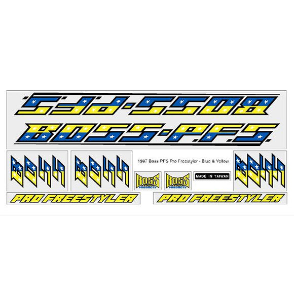 BOSS - PFS - Pro Freestlye Yellow blue decal set