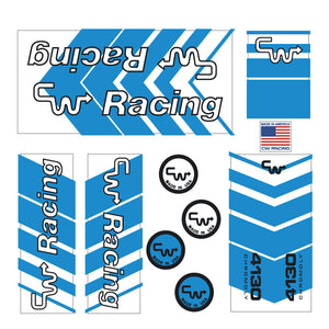CW Racing Stunt Vessel Decal set - blue/white on clear