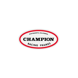 Champion - OVAL "RACING FRAMES" RED Black White decal