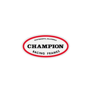 Champion - OVAL "RACING FRAMES" RED Black White decal