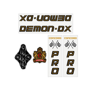 Concord - Demon DX - Black Gold on clear decal set