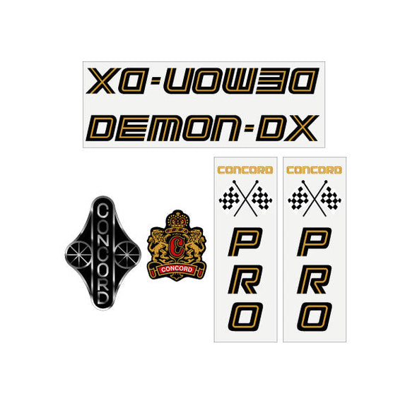 Concord - Demon DX - Black Gold on clear decal set