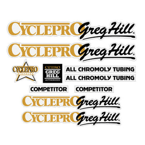 Cycle Pro - GREG HILL Competitor - Gold decal set