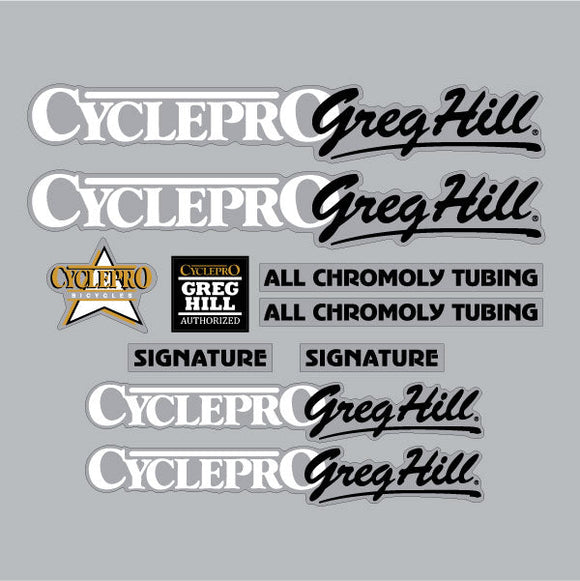 Cycle Pro - GREG HILL Signature - White decal set