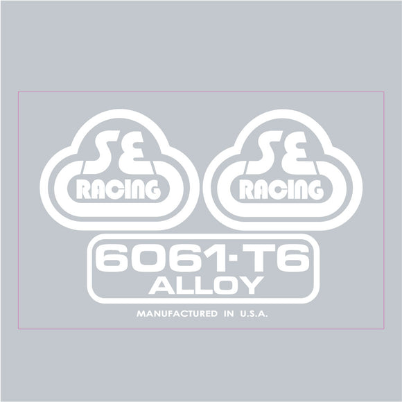 SE Racing 6061 seat mast decal - white/clear