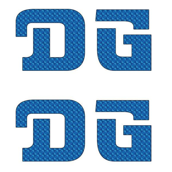 DG gusset CURVED D decal pair BLUE