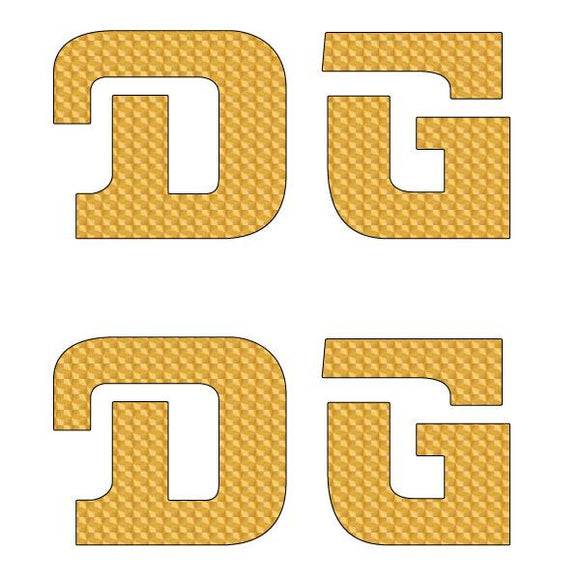 DG gusset CURVED D decal pair GOLD