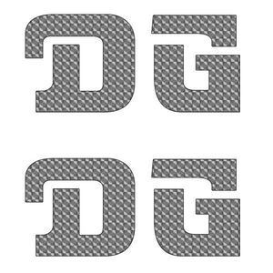DG gusset CURVED D decal pair SILVER