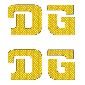 DG gusset CURVED D decal pair YELLOW
