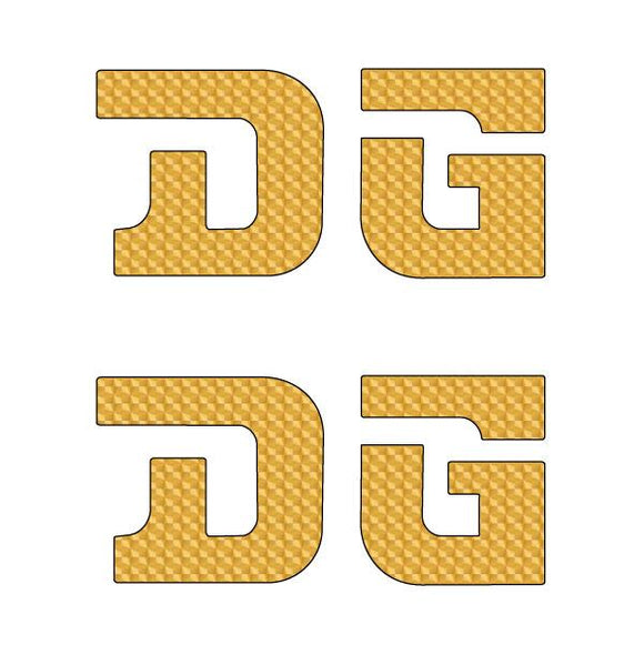 DG gusset STRAIGHT D decal pair GOLD