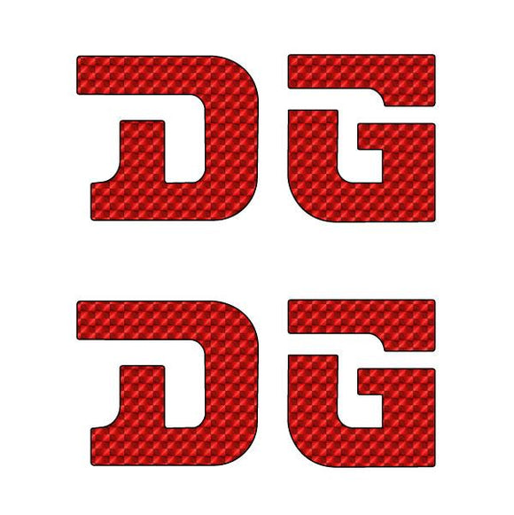 DG gusset STRAIGHT D decal pair RED