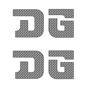 DG gusset STRAIGHT D decal pair SILVER