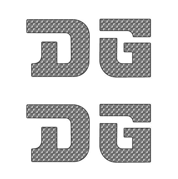 DG gusset STRAIGHT D decal pair SILVER