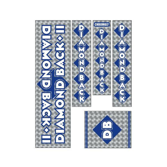 Diamond Back - 1982-83 DBII Silver Streak BLUE DB - Snake decal set