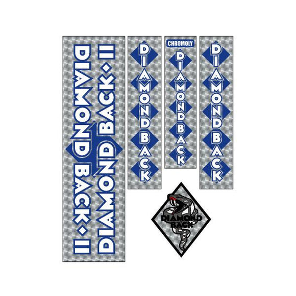 1982-83 Diamond Back - DBII Silver Streak BLUE - Snake decal set