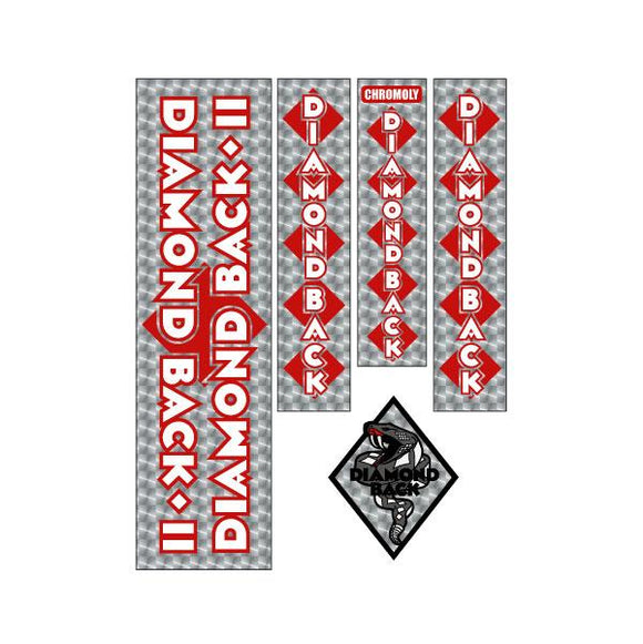 1982-83 Diamond Back - DBII Silver Streak RED - Snake decal set