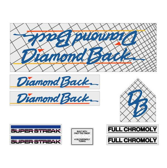 Diamond Back - 1985 Super Streak - Blue for chrome frame decal set