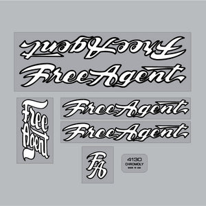1984-89 Free Agent -White & Black outline on clear decal set