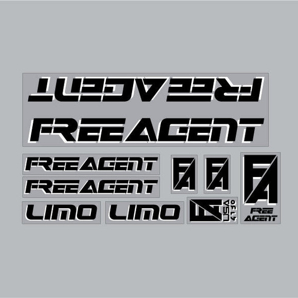 Free Agent - LIMO - black with white drop shadow on clear decal set