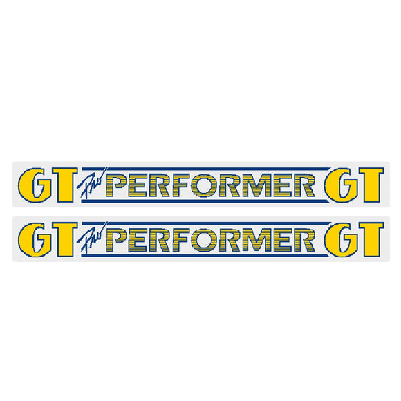 GT BMX - Pro Performer (US Made) down tube decals - clear - New School Retro