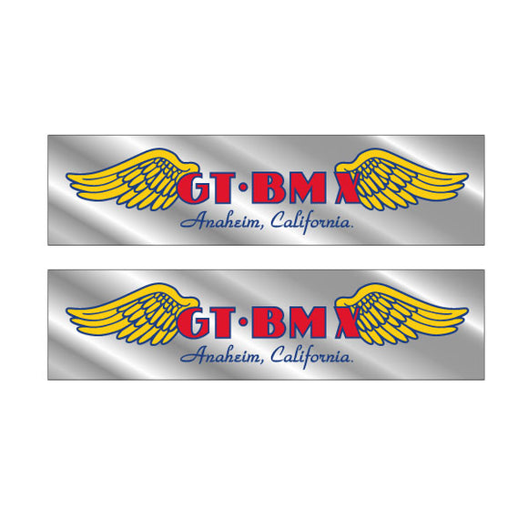 GT BMX Anaheim down tube decals - chrome