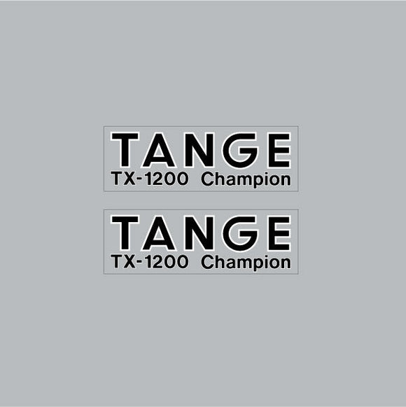 Tange TX1200 black with white outline clear fork decals