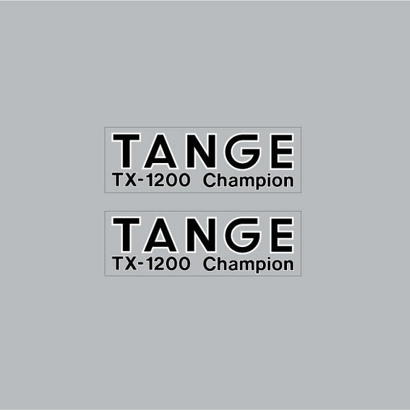 Tange TX1200 black with white outline clear fork decals