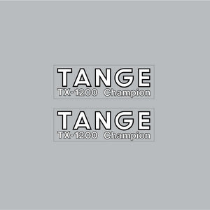 Tange TX1200 white with black outline clear fork decals