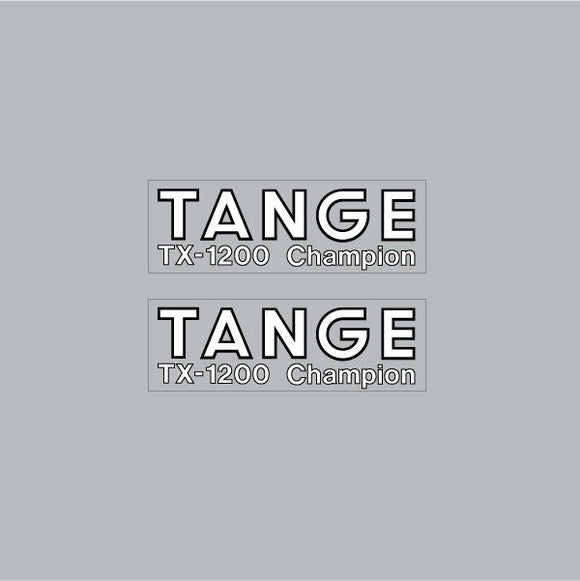 Tange TX1200 white with black outline clear fork decals