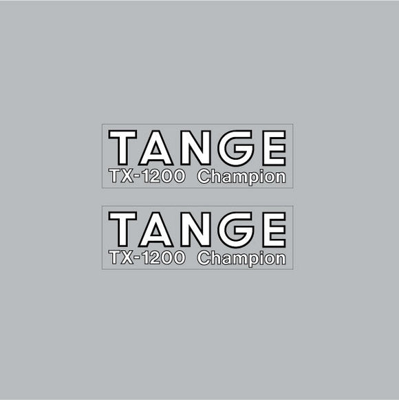 Tange TX1200 white with black outline clear fork decals