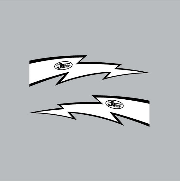 JT Racing - LIGHTNING BOLT - Reversed White & Black decal set