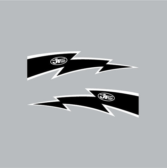 JT Racing - LIGHTNING BOLT - Black & White decal set
