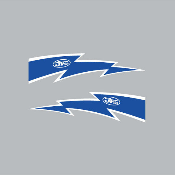 JT Racing - LIGHTNING BOLT - Blue & White decal set