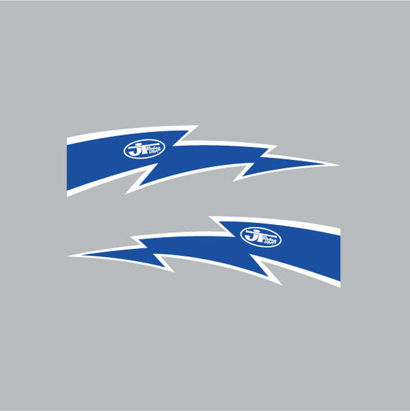 JT Racing - LIGHTNING BOLT - Blue & White decal set